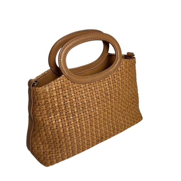 Vintage Fossil Woven Straw & Leather Top Handle Handbag Brown Casual - Picture 4 of 11